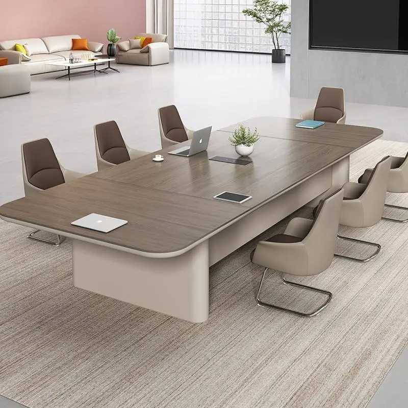 Modern Luxury Rectangular Wooden Conference Table Set Steel Meeting Chairs Hot Selling Office Furniture Wooden Conference Room — image 3