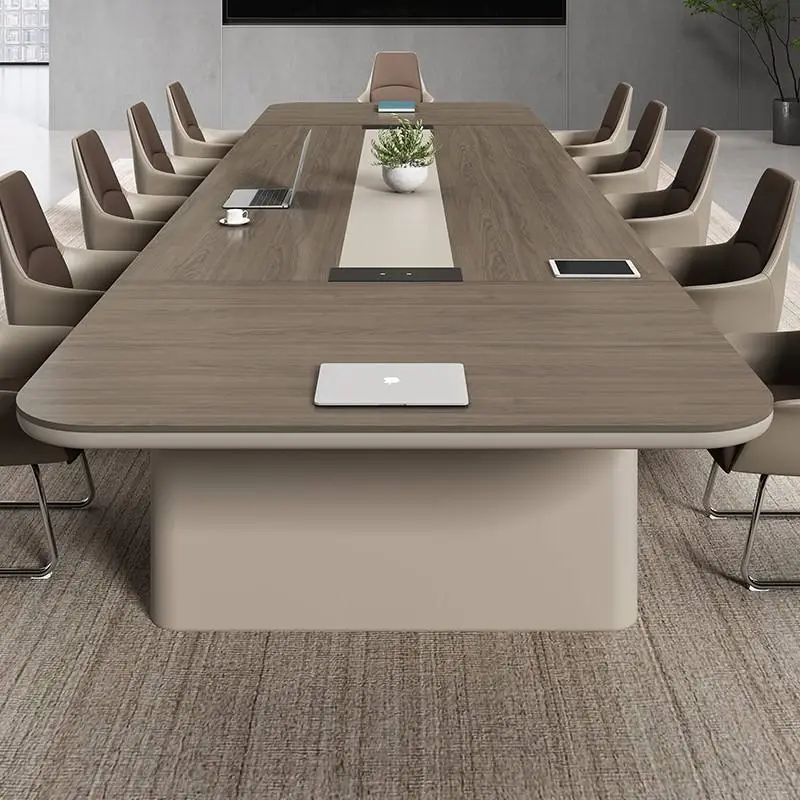 Modern Luxury Rectangular Wooden Conference Table Set Steel Meeting Chairs Hot Selling Office Furniture Wooden Conference Room — image 4