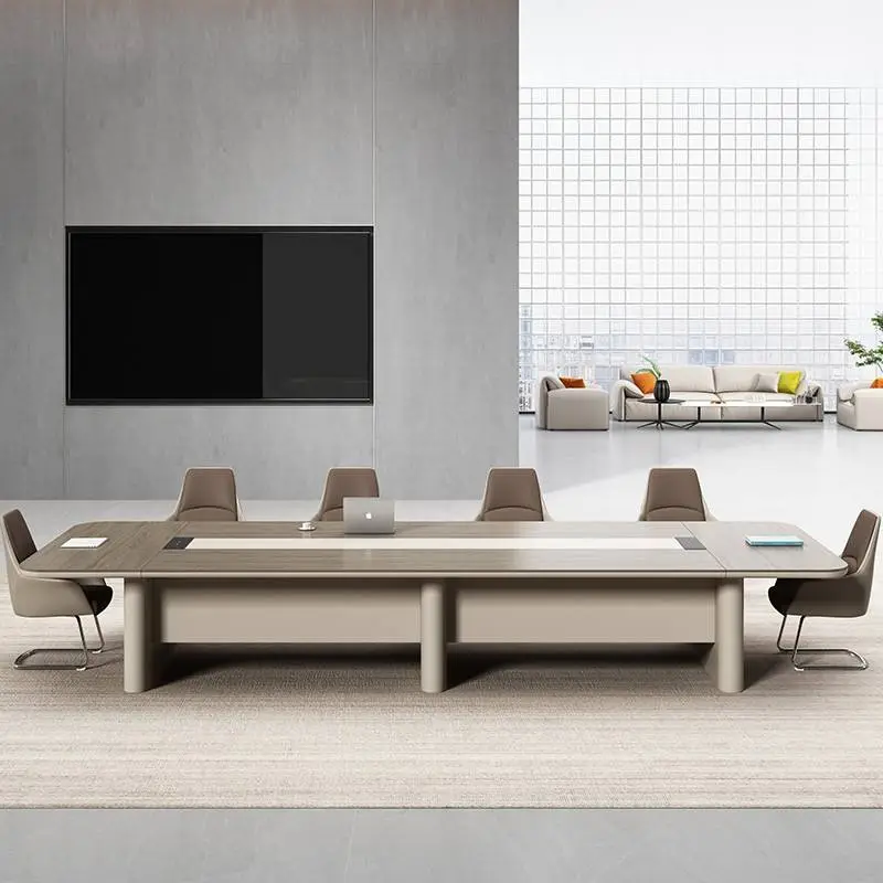 Modern Luxury Rectangular Wooden Conference Table Set Steel Meeting Chairs Hot Selling Office Furniture Wooden Conference Room — image 5