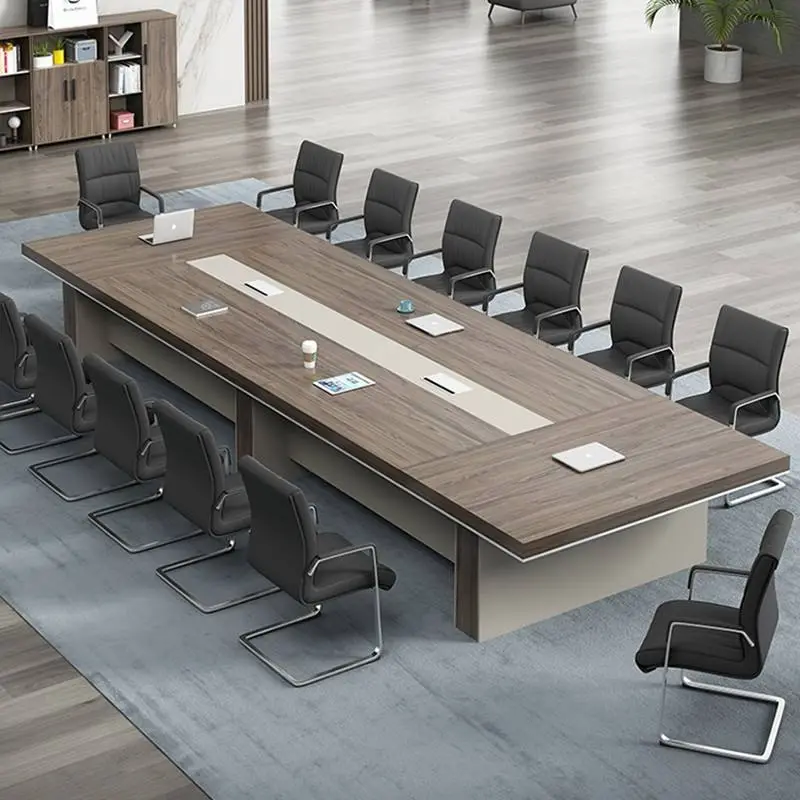 Modern Luxury Rectangular Wooden Conference Table Set Adjustable Height Meeting Chairs Hot Selling Office Furniture Home — view 1