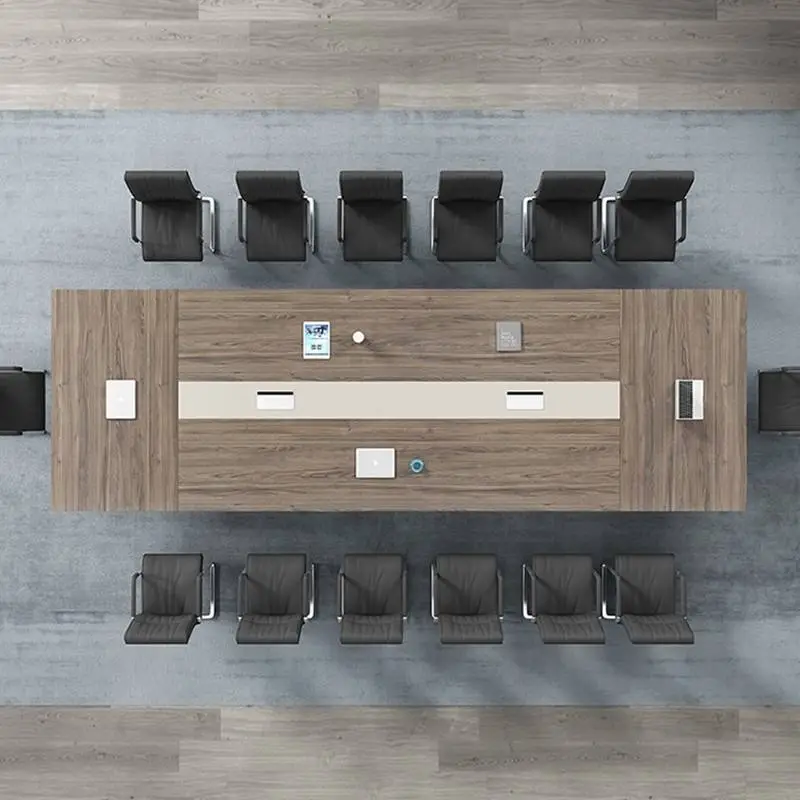 Modern Luxury Rectangular Wooden Conference Table Set Adjustable Height Meeting Chairs Hot Selling Office Furniture Home Office — image 3