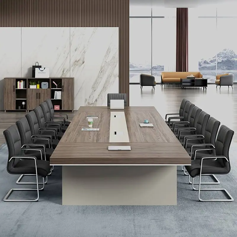Modern Luxury Rectangular Wooden Conference Table Set Adjustable Height Meeting Chairs Hot Selling Office Furniture Home Office — image 4