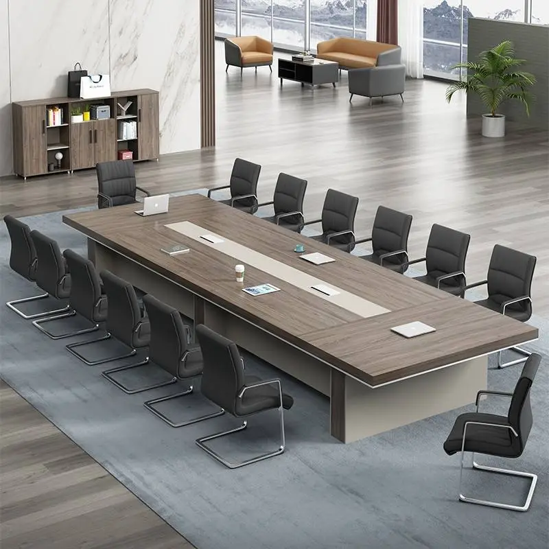 Modern Luxury Rectangular Wooden Conference Table Set Adjustable Height Meeting Chairs Hot Selling Office Furniture Home Office — image 5