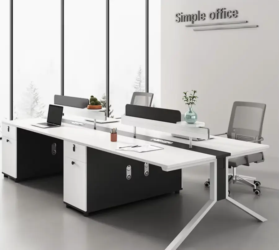 High-Grade Luxury 4-Person Modular Office Workstation New Modern Design Wood Computer Desk Drawers Office Furniture for — view 1