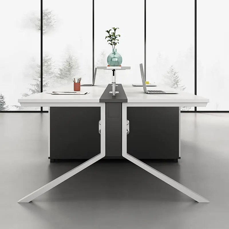 High-Grade Luxury 4-Person Modular Office Workstation New Modern Design Wood Computer Desk Drawers Office Furniture for Staff — image 2
