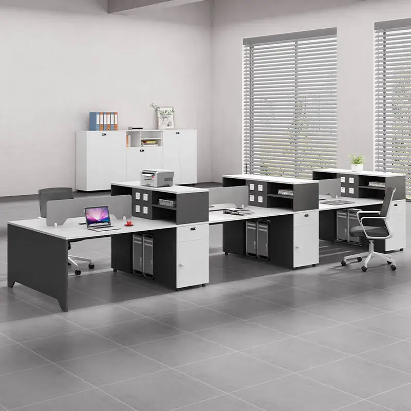 Modern New Office Desk Chair Combination Simple L-Shaped Computer Desk with Storage Cabinet Panel Wood Style Office Workstation — image 3