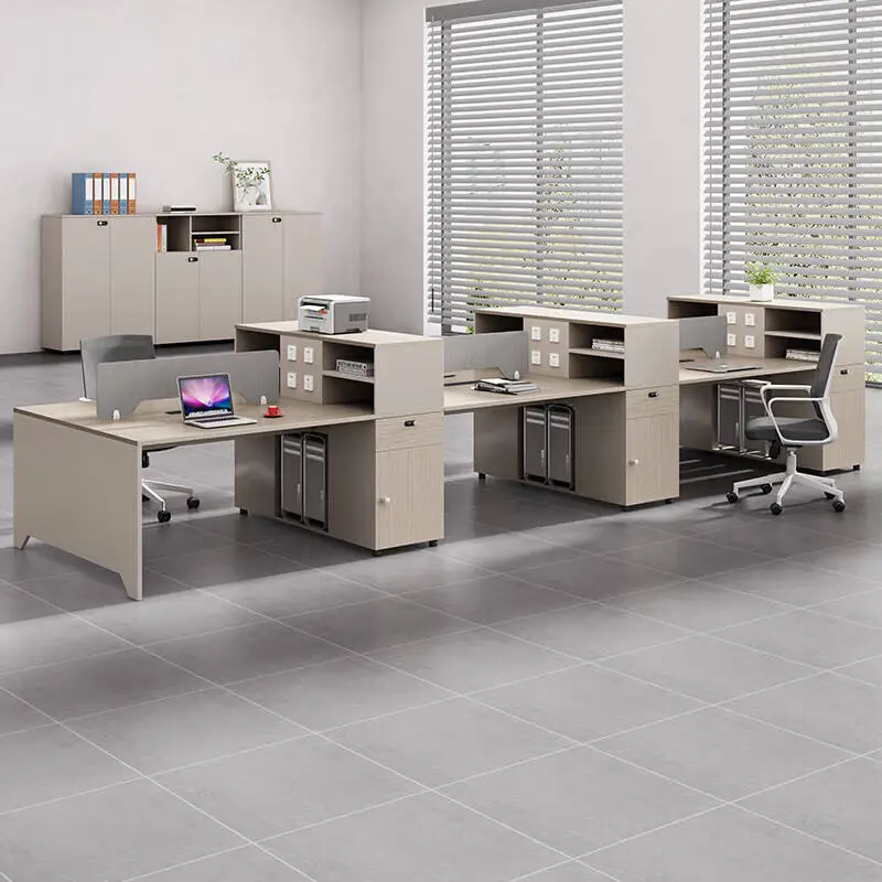 Modern New Office Desk Chair Combination Simple L-Shaped Computer Desk with Storage Cabinet Panel Wood Style Office Workstation — image 5