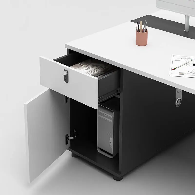 High-Grade Luxury 4-Person Modular Office Workstation New Modern Design Wood Computer Desk Drawers Office Furniture for Staff — image 5