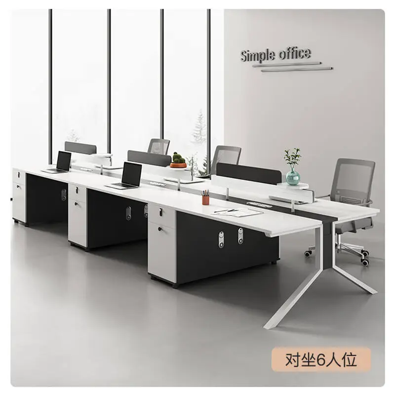 High-Grade Luxury 4-Person Modular Office Workstation New Modern Design Wood Computer Desk Drawers Office Furniture for Staff — image 6
