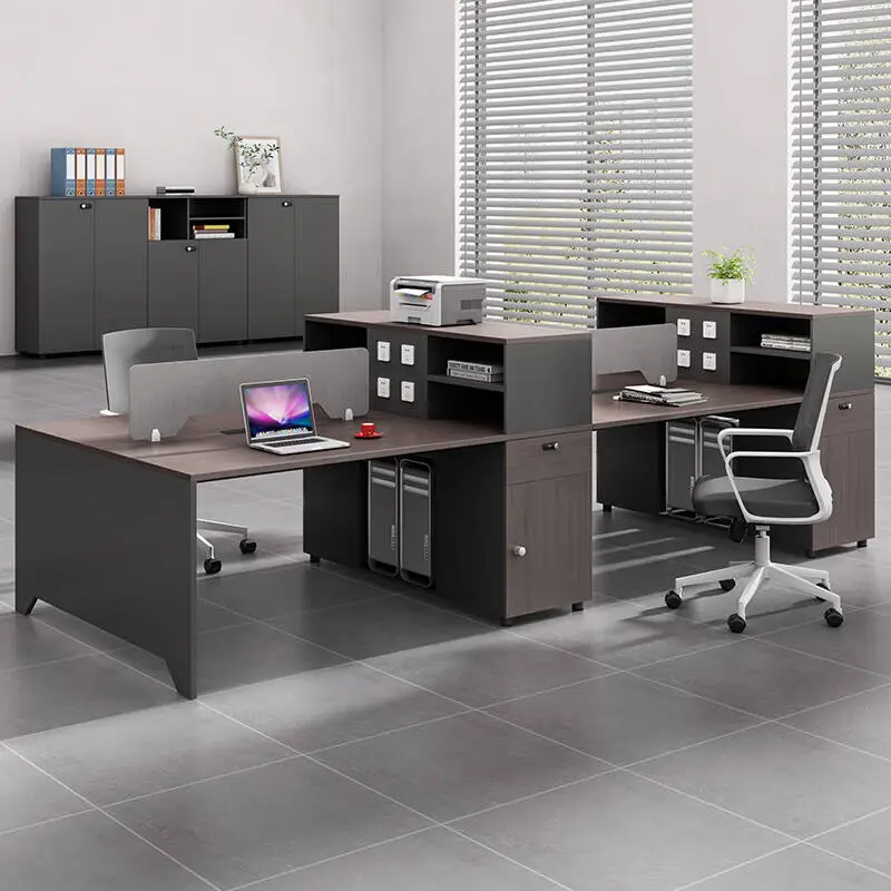 Modern New Office Desk Chair Combination Simple L-Shaped Computer Desk with Storage Cabinet Panel Wood Style Office Workstation — image 6