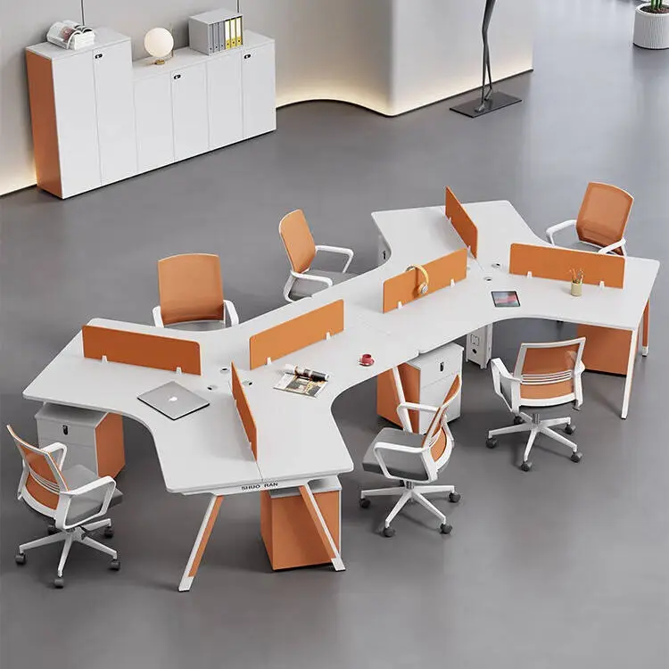 Modern Wooden Panel Office Desk and Chair Combination with Modular L-Shaped Workstation and Storage Cabinet — image 5