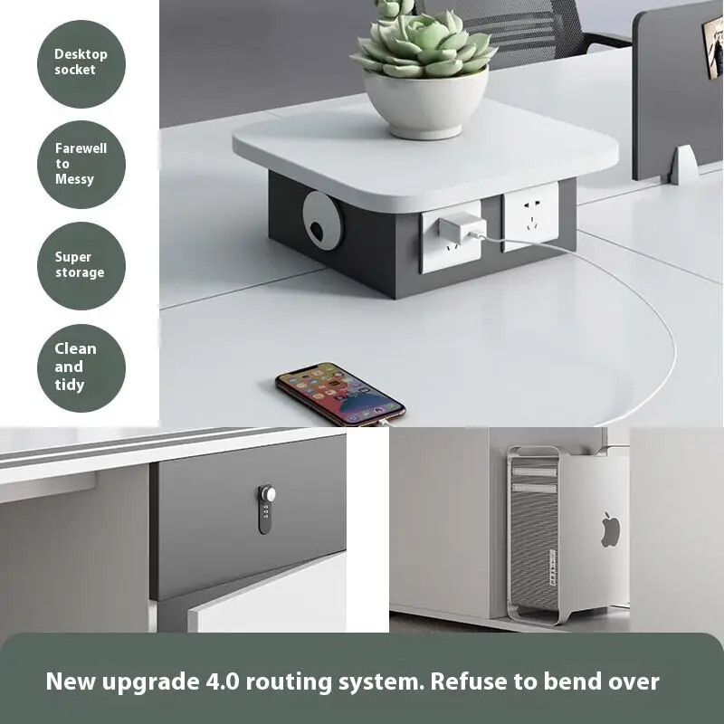 Customizable Modular Modern Wooden 4-Person Office Desk Workstation — image 3
