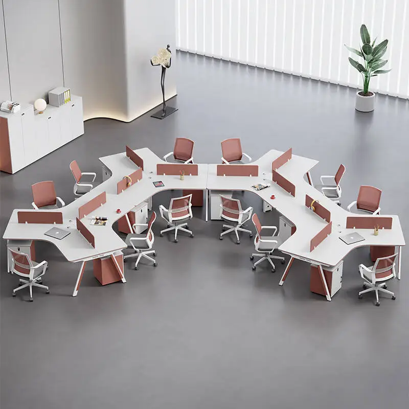 Modern Wooden Panel Office Desk and Chair Combination with Modular L-Shaped Workstation and Storage Cabinet — image 6