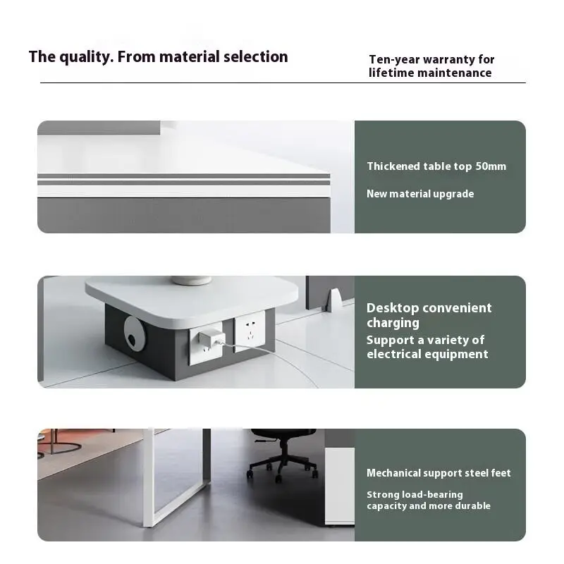 Customizable Modular Modern Wooden 4-Person Office Desk Workstation — image 4