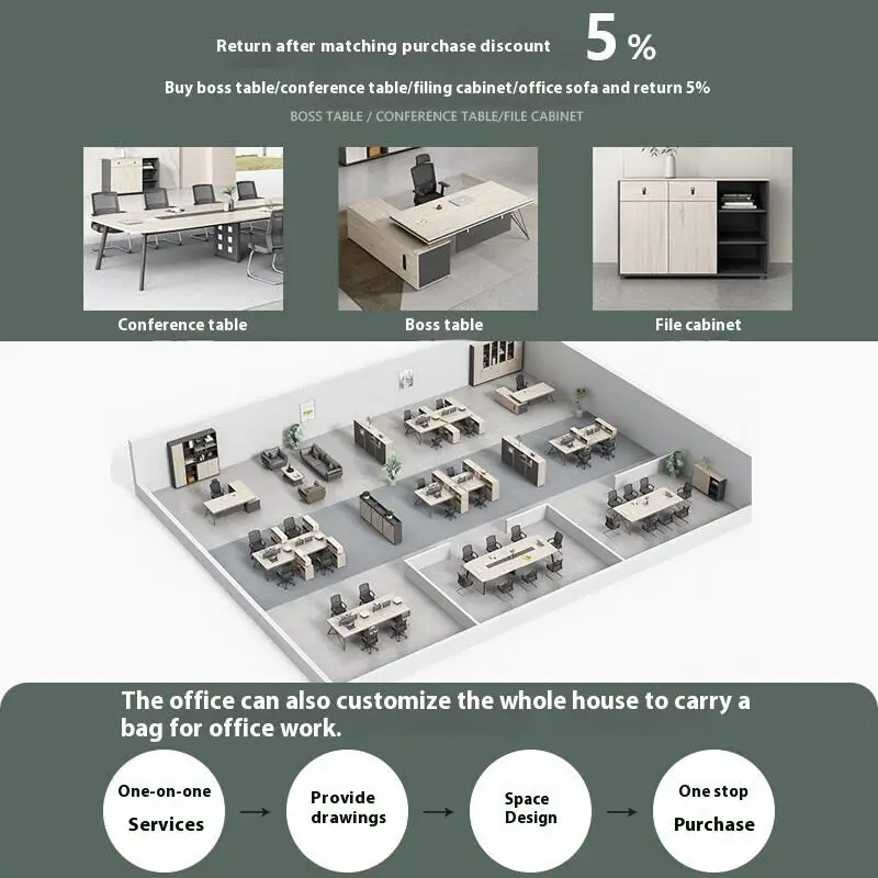 Customizable Modular Modern Wooden 4-Person Office Desk Workstation — image 5