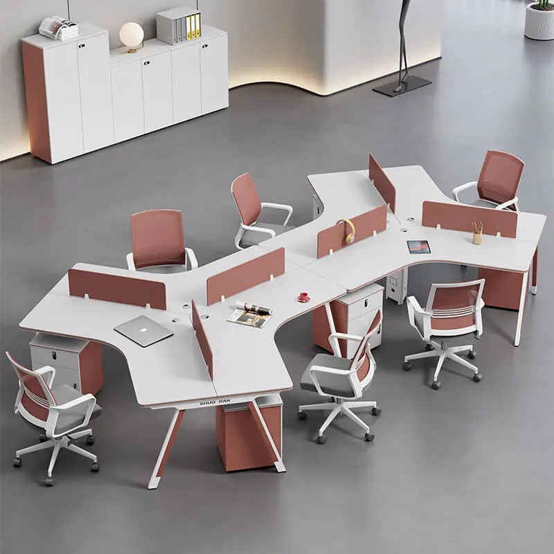 Modern Wooden Panel Office Desk and Chair Combination with Modular L-Shaped Workstation and Storage Cabinet — image 7