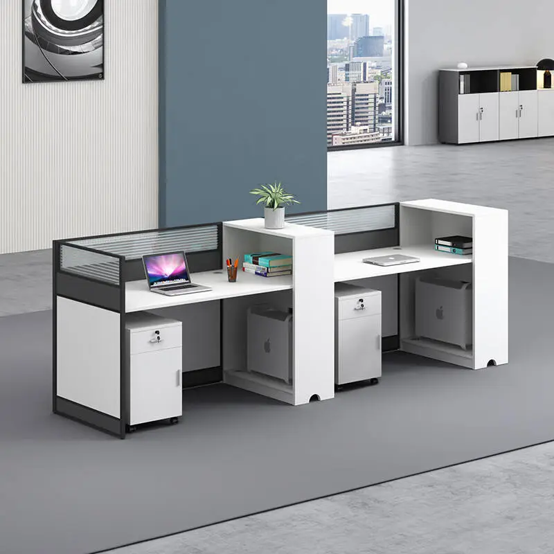 New Modern Design Commercial Furniture Modular Computer Workstation Wooden Panel 4 People Office Staff Desk — image 6