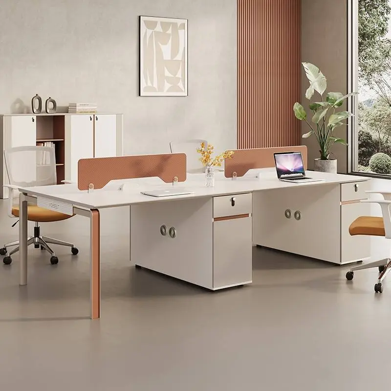 Staff Office Desk Modern Modular Wooden Manual Screen Partition with Whiteboard for Finance Work Stations — view 1