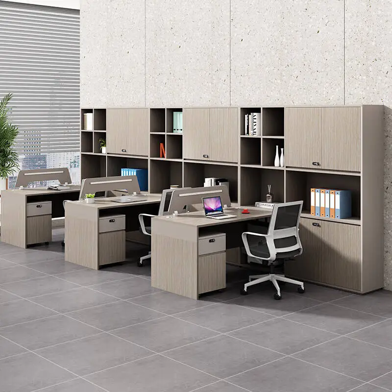 New Modern Wooden Office Desk and Chair Combination Computer Desk L-shaped Workstation with Storage Cabinet — image 6