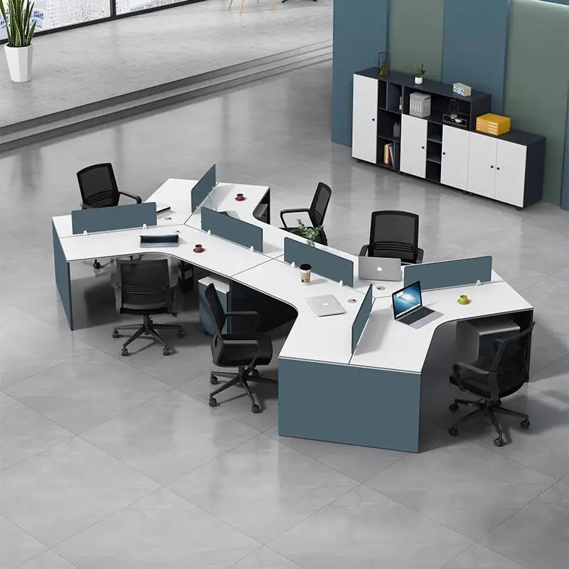 Innovative Open Workstation Desk with Table Partition Cubicles High Quality 2-Person Office Furniture Panel Wood Style — view 1