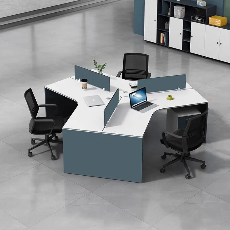 Innovative Open Workstation Desk with Table Partition Cubicles High Quality 2-Person Office Furniture Panel Wood Style — image 3