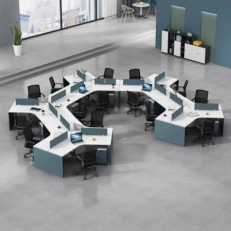Innovative Open Workstation Desk with Table Partition Cubicles High Quality 2-Person Office Furniture Panel Wood Style — image 6