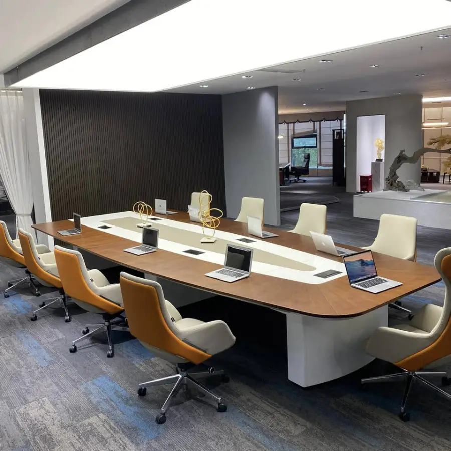 Modern High-End Light Luxury Lacquered 24/18/14 Feet Meeting Room Table 24 18 14 Feet Panel Wood for Villa and Meeting R — view 1