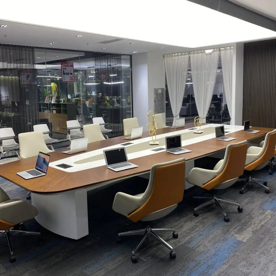Modern High-End Light Luxury Lacquered 24/18/14 Feet Meeting Room Table 24 18 14 Feet Panel Wood for Villa and Meeting Rooms — image 3