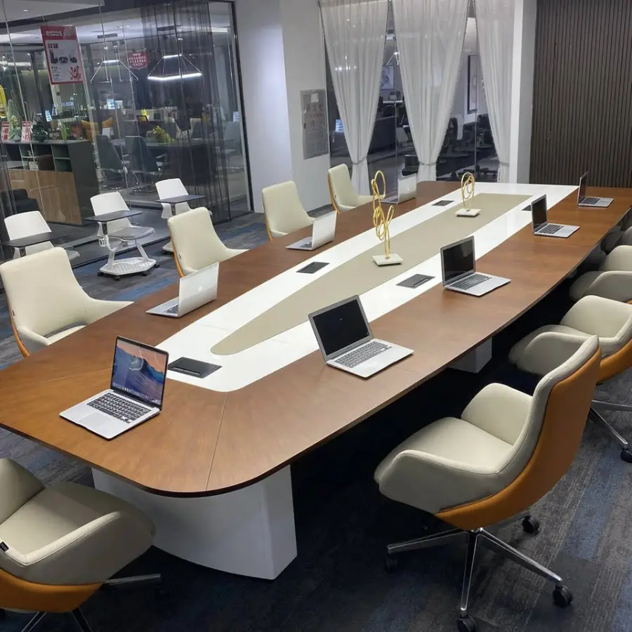 Modern High-End Light Luxury Lacquered 24/18/14 Feet Meeting Room Table 24 18 14 Feet Panel Wood for Villa and Meeting Rooms — image 4