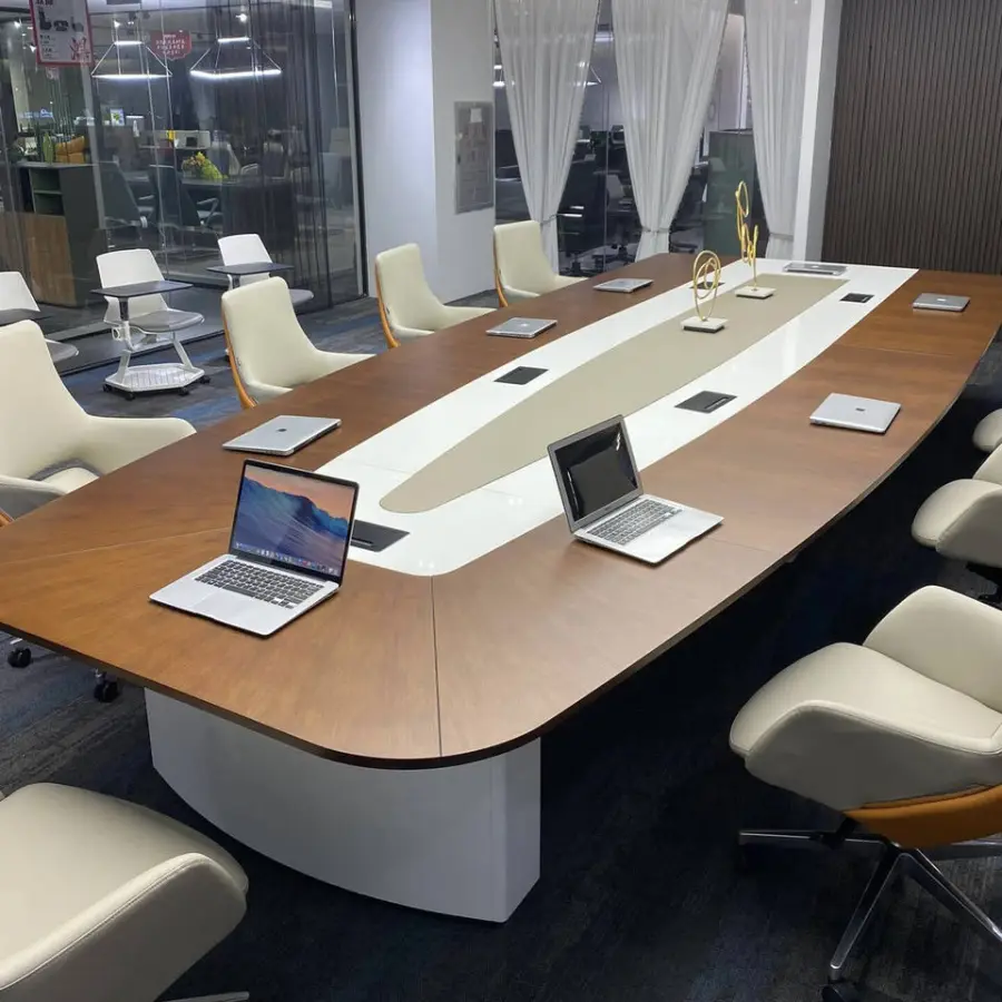 Modern High-End Light Luxury Lacquered 24/18/14 Feet Meeting Room Table 24 18 14 Feet Panel Wood for Villa and Meeting Rooms — image 5
