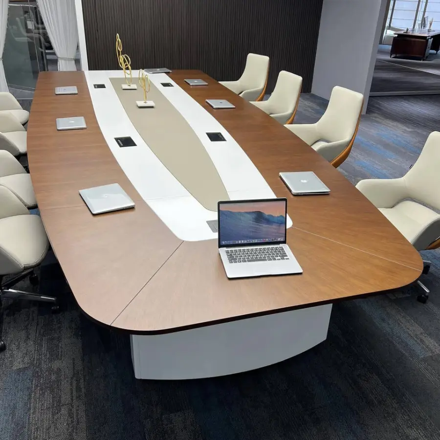 Modern High-End Light Luxury Lacquered 24/18/14 Feet Meeting Room Table 24 18 14 Feet Panel Wood for Villa and Meeting Rooms — image 6
