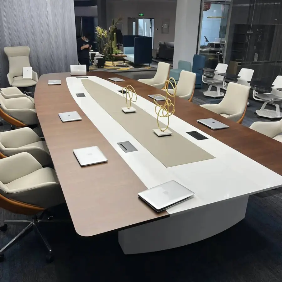 Modern High-End Light Luxury Lacquered 24/18/14 Feet Meeting Room Table 24 18 14 Feet Panel Wood for Villa and Meeting Rooms — image 7