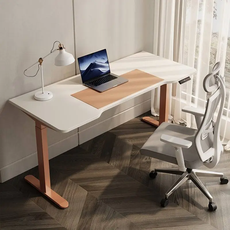 Modern Electric Lift Home Office Computer Desk Panel Wood Style for Study & Gaming with Office Furniture Features — view 1