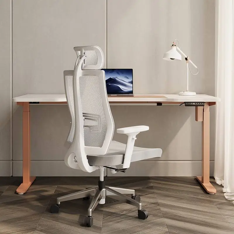 Modern Electric Lift Home Office Computer Desk Panel Wood Style for Study & Gaming with Office Furniture Features — image 3