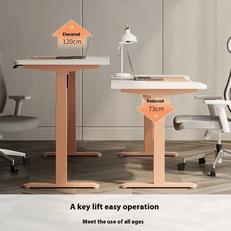 Modern Electric Lift Home Office Computer Desk Panel Wood Style for Study & Gaming with Office Furniture Features — image 4