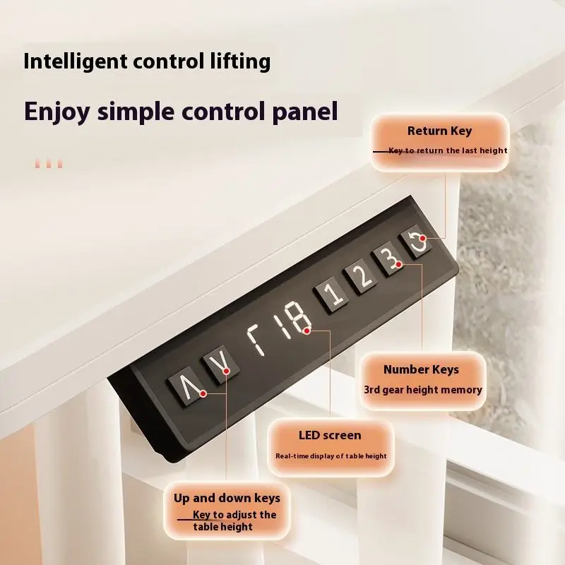 Modern Electric Lift Home Office Computer Desk Panel Wood Style for Study & Gaming with Office Furniture Features — image 6