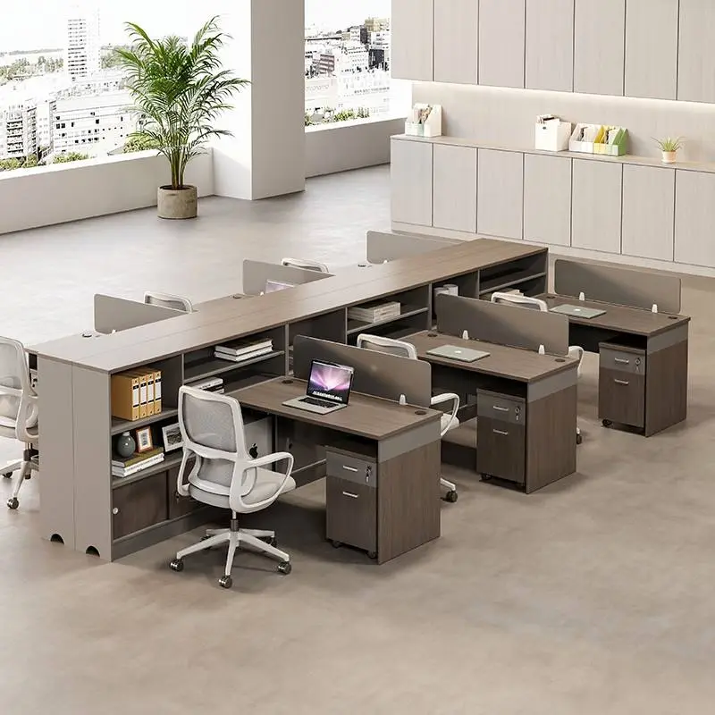 Wooden Modular Office Desk and Chair Combination with Modern Design Screen Workstation for Home or Office Use — view 1