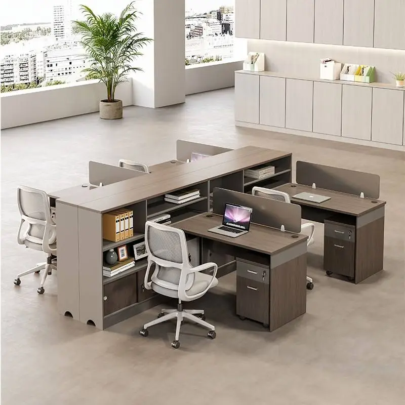 Wooden Modular Office Desk and Chair Combination with Modern Design Screen Workstation for Home or Office Use — image 4