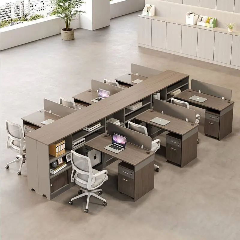 Wooden Modular Office Desk and Chair Combination with Modern Design Screen Workstation for Home or Office Use — image 5