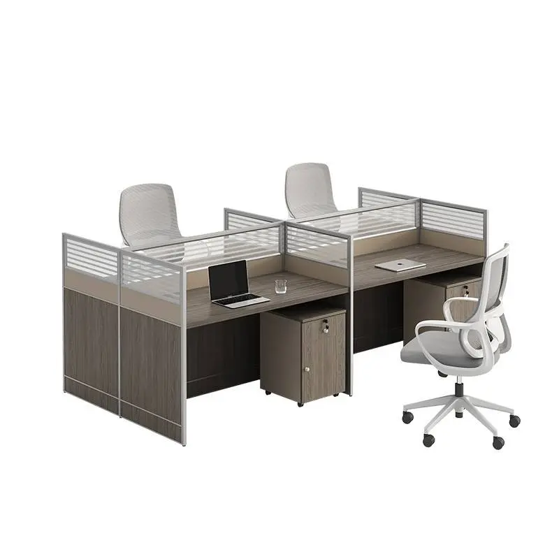 Simple Modern Office Staff Desk Chair Combination Four-Six People Workstation Screen Card Space Wood Panel Style for Villa Use — image 3
