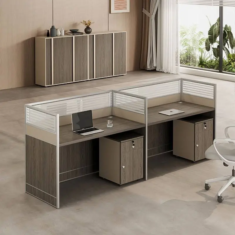 Simple Modern Office Staff Desk Chair Combination Four-Six People Workstation Screen Card Space Wood Panel Style for Villa Use — image 4