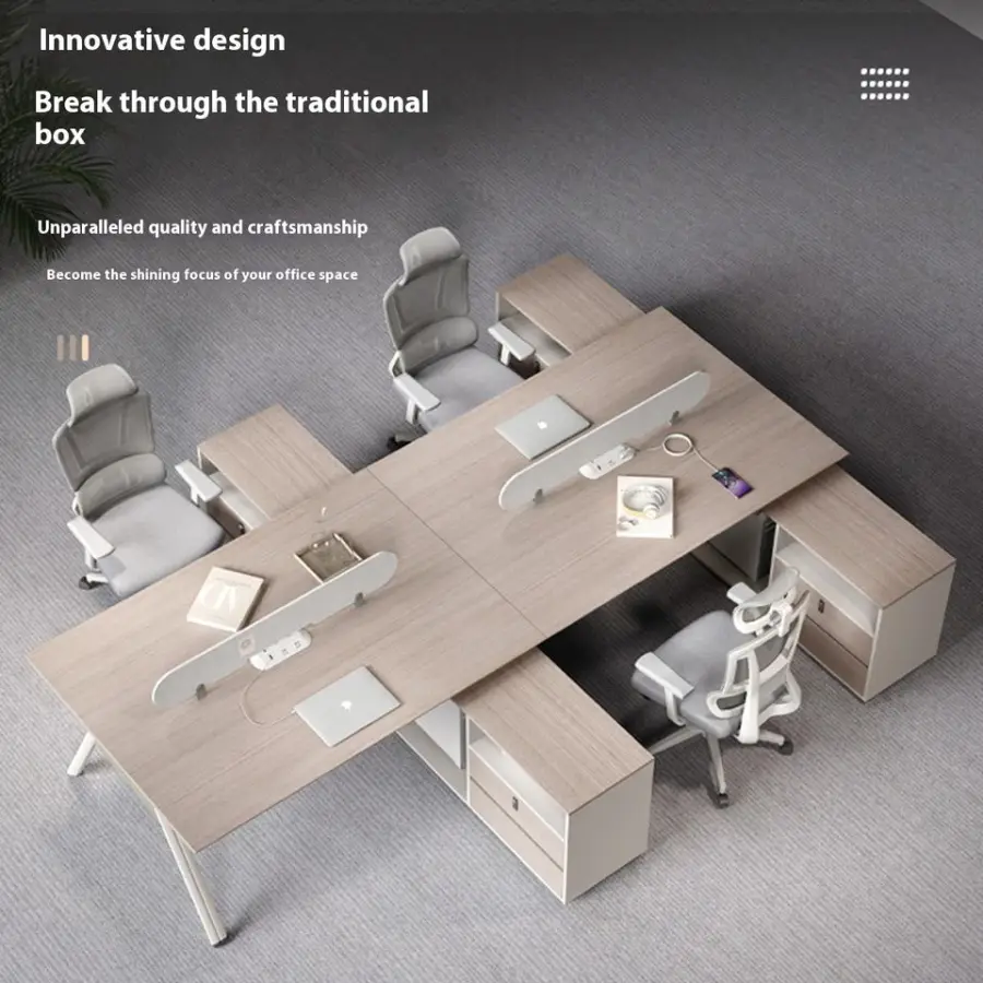 Modern 4-Seat Cubicle Modular Office Workstation for 6 Staff Prise Autonome Factory Commercial Furniture Optimal Workstation — image 6