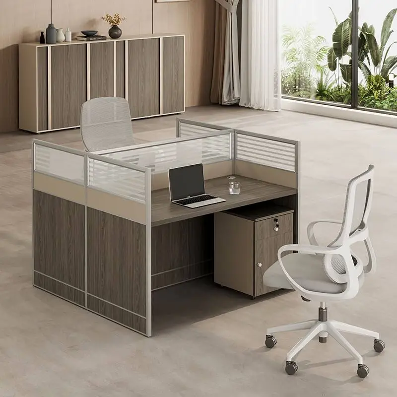 Simple Modern Office Staff Desk Chair Combination Four-Six People Workstation Screen Card Space Wood Panel Style for Villa Use — image 5