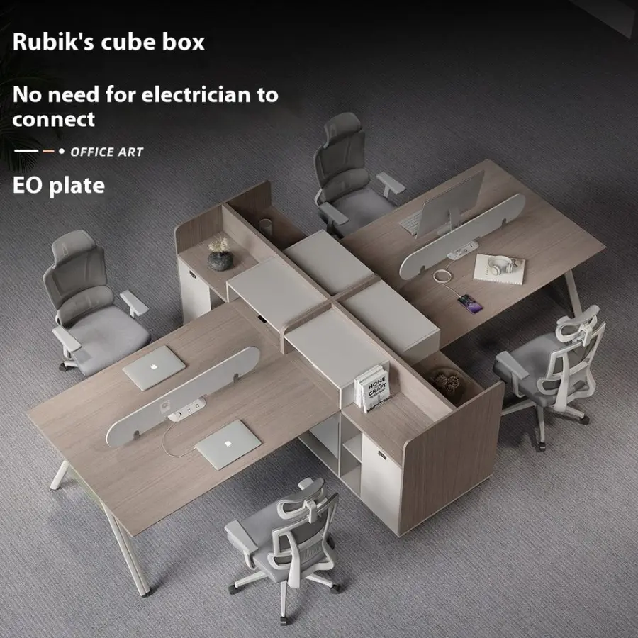 Modern 4-Seat Cubicle Modular Office Workstation Prise Autonome Factory Commercial Furniture for 6 Person Staff Workstat — view 1