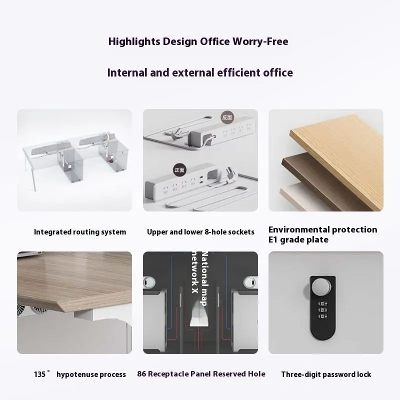 Prise Autonome Modern Wooden Panel Modular Multi-functional Office Workstations with Customizable Logo for Villa Use — image 4