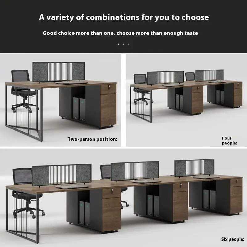Modern Simple Office Furniture 2-6 Person Workstation Panel Steel Support for Office Building Home Includes Computer Desk Chair — image 3