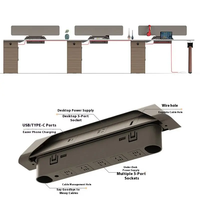 Modern Luxury Wooden Multi-functional Commercial Office Desks 4 Seats Modular Workstation Free Combination Panel Partition Villa — image 3