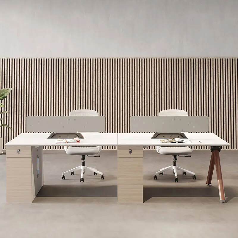 Modern Luxury Wooden Multi-functional Commercial Office Desks 4 Seats Modular Workstation Free Combination Panel Partition Villa — image 5