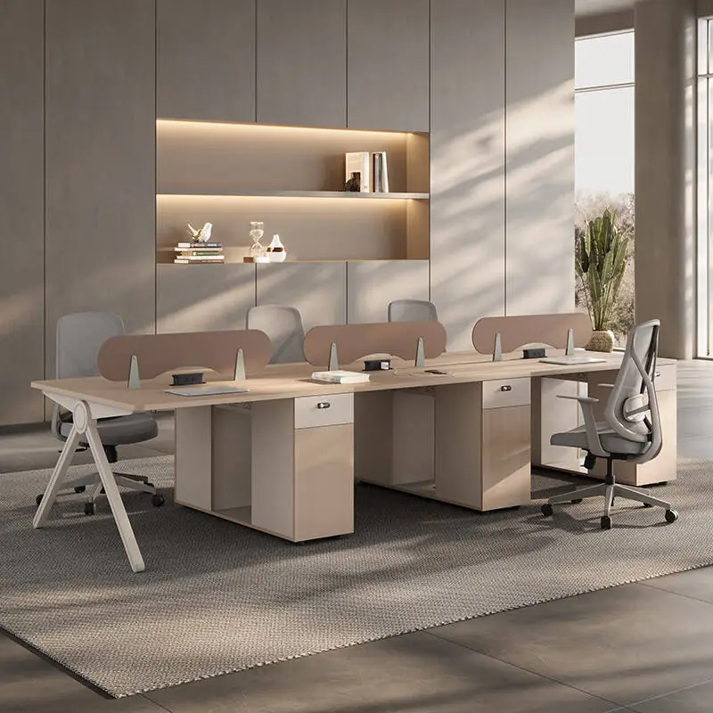 Modern Luxury Wooden Panel Office Desks 4 Seats Modular Workstation with Free Combination Office Partition Cubicle for V — view 1