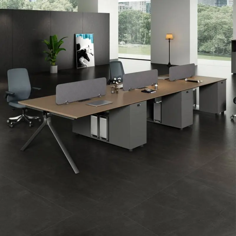 Modern Modular Wooden Panel Office Workstation Partition Multi-functional Storage Solutions for 4-6 People Durable Comme — view 1